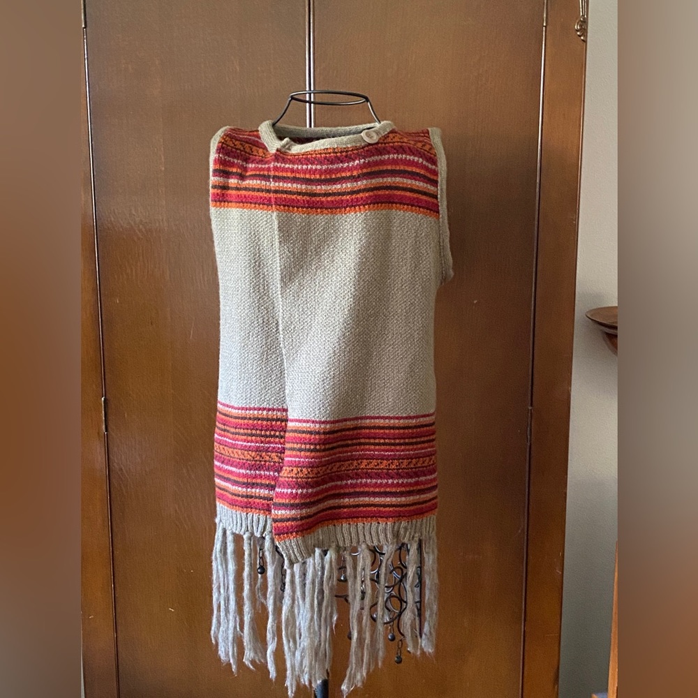 Southwest Pattern Double Button Tassel Vest~Size S